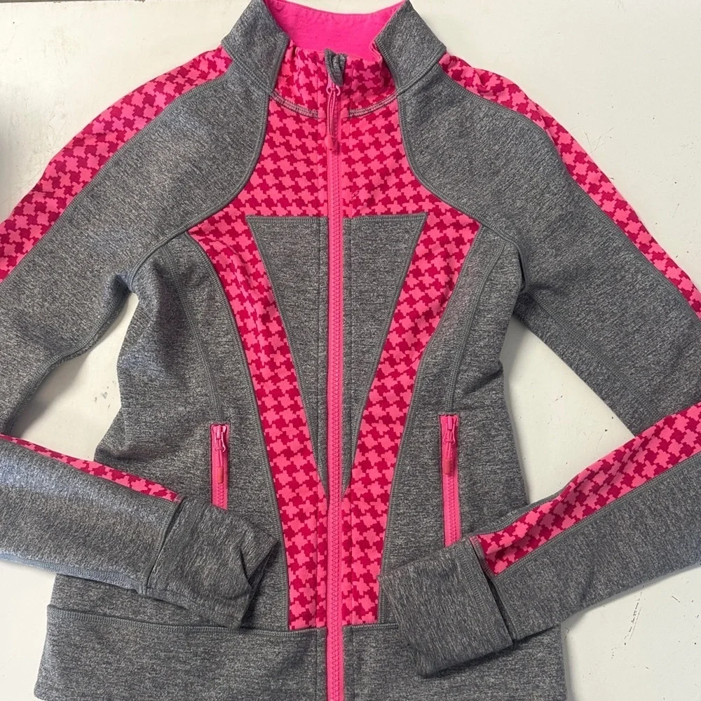 Ivivva perfect your practice pink gray jacket 8
